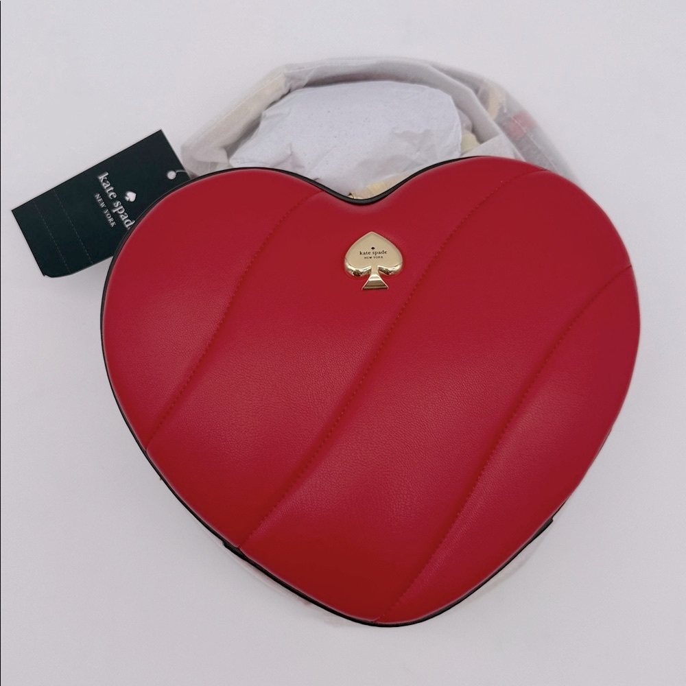 Kate Spade Love Shack Quilted 3D Heart Crossbody Ruby Red